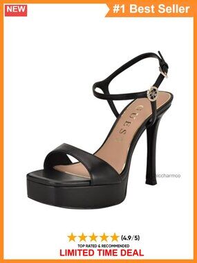 Platform Stiletto Heeled Sandals Ankle Strap Leather Upper